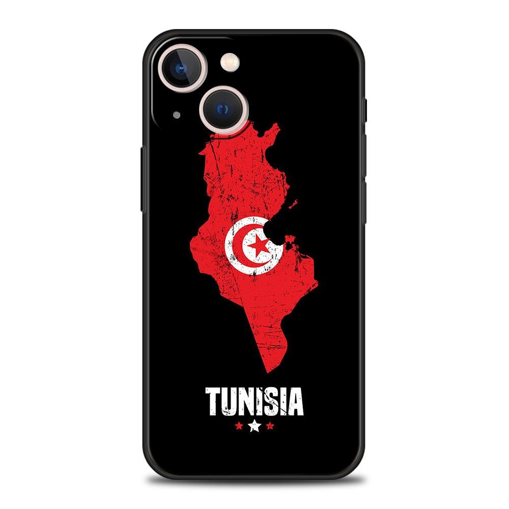 Чехол для телефона с флагом Туниса для iPhone 17 16 15 Pro Max 11 12 13 14 7 8 Plus SE 2020 X XR XS Мягкий Черный