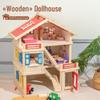 Большой деревянный кукольный домик принцессы для девочек - Игрушка для сюжетно-ролевых игр и развивающая игрушка для детской комнаты