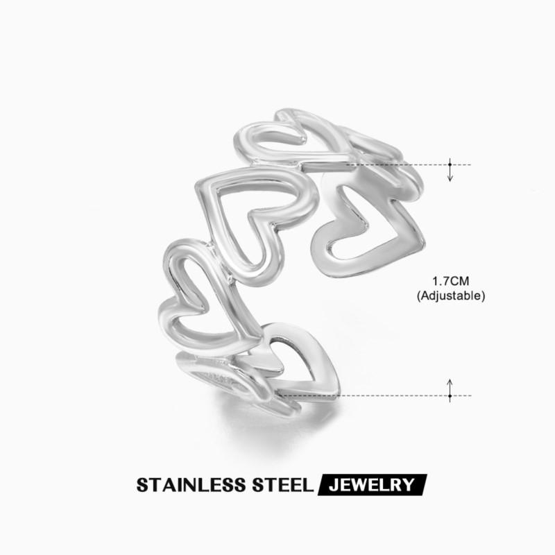 Полая кольцо-сердце из нержавеющей стали для женщин, открытое, регулируемое, ювелирное изделие для вечеринки, подарок на фестиваль
