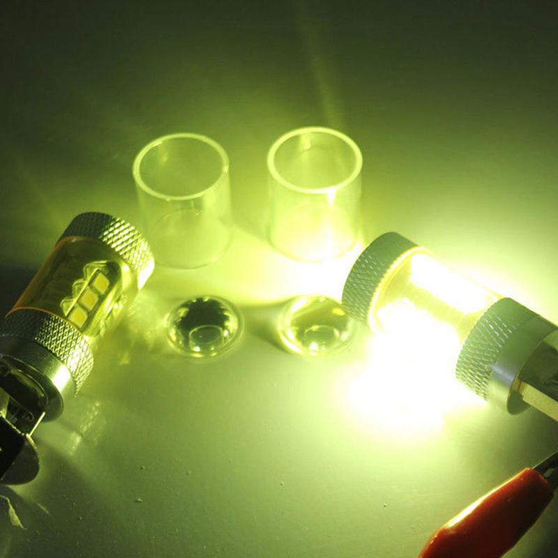 2 шт. 12-24 В H3 80 Вт 16SMD светодиодные автомобильные противотуманные фары, лампы указателя поворота, универсальные желтые, высокой мощности, аксессуары для грузовиков и автомобилей