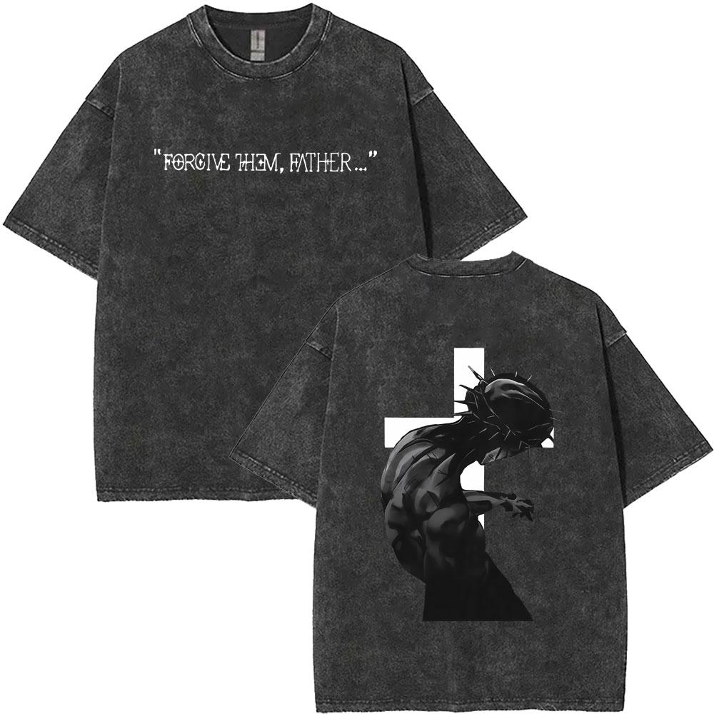 Христианская Религиозная Иисус Молитва Стиранная Винтажная Футболка Топы Мужская Мода Оверсайз Футболки Мужчины Женщины Готическая Одежда