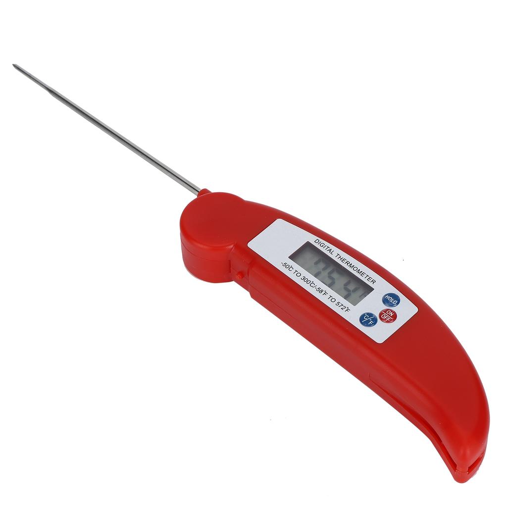 Red Folding Food Thermometer Portable HighAccuracy LCD Digital Cooking Temperature Meter
