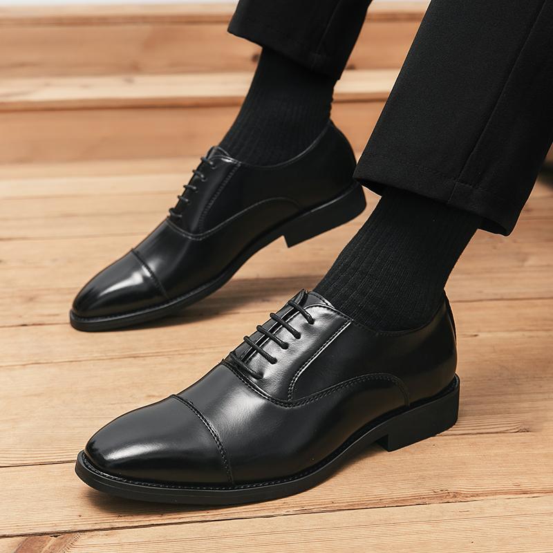 Модные классические кожаные повседневные туфли для мужчин на шнуровке, оксфордские туфли в стиле панк, мужская официальная обувь для отдыха, прогулок, деловая обувь