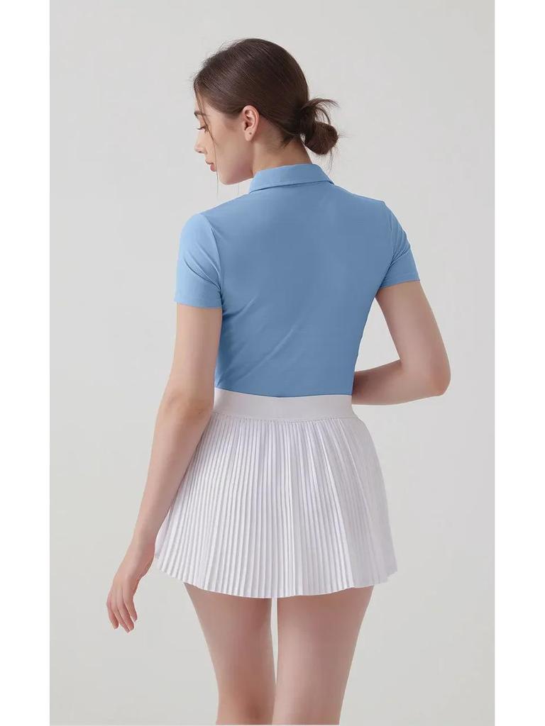 Женская футболка-поло с коротким рукавом для занятий йогой и спортом — дышащая одежда для фитнеса и бега на открытом воздухе, тенниса, бадминтона и гольфа.