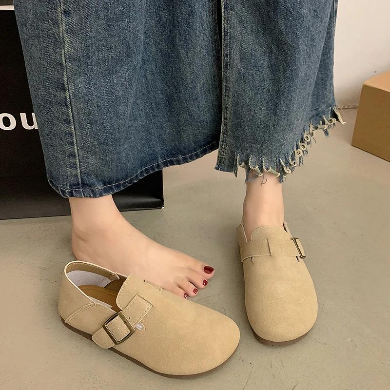 Fashion Brown Flat Shoes for Women Retro Spring and Autumn 2024 New Loafers Shoes Non-slip Fashion Soft Sole Shoes Size 35-40