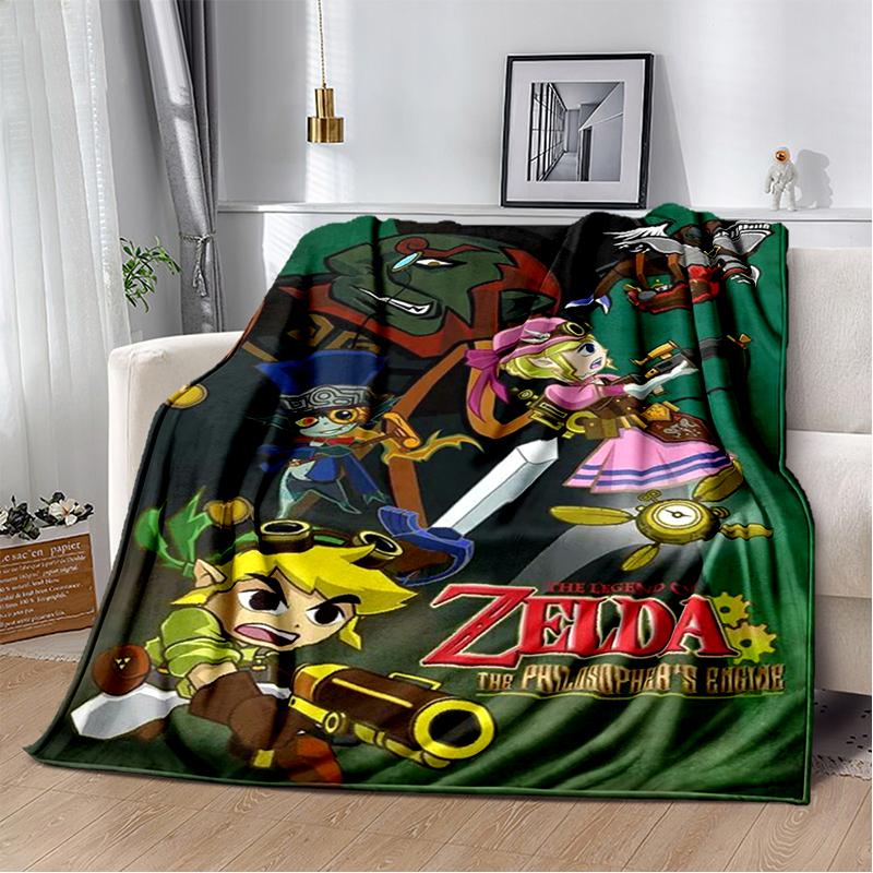 Fantasy Z-Zelda Style Vintage 3D Game Throw Blanket – Super Soft Flannel Plush for Couch, Bed, Game Room, Picnic & Gamer Gift