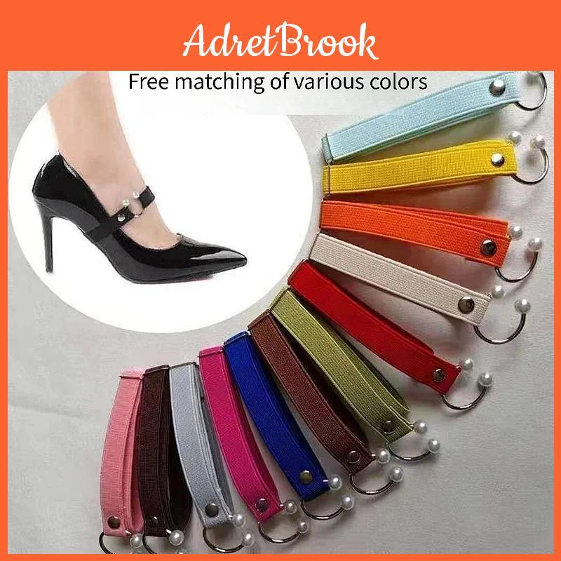 New Width 15cm Heels High Shoelaces Women Elastic Laces Heel Shoes Belt Ushaped Pearl Buckle No Tie Shoelace Shoe Accessories