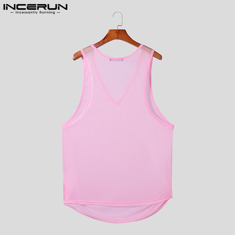 INCERUN Мужские прозрачные майки без рукавов, прозрачный жилет для вечеринок и клубов