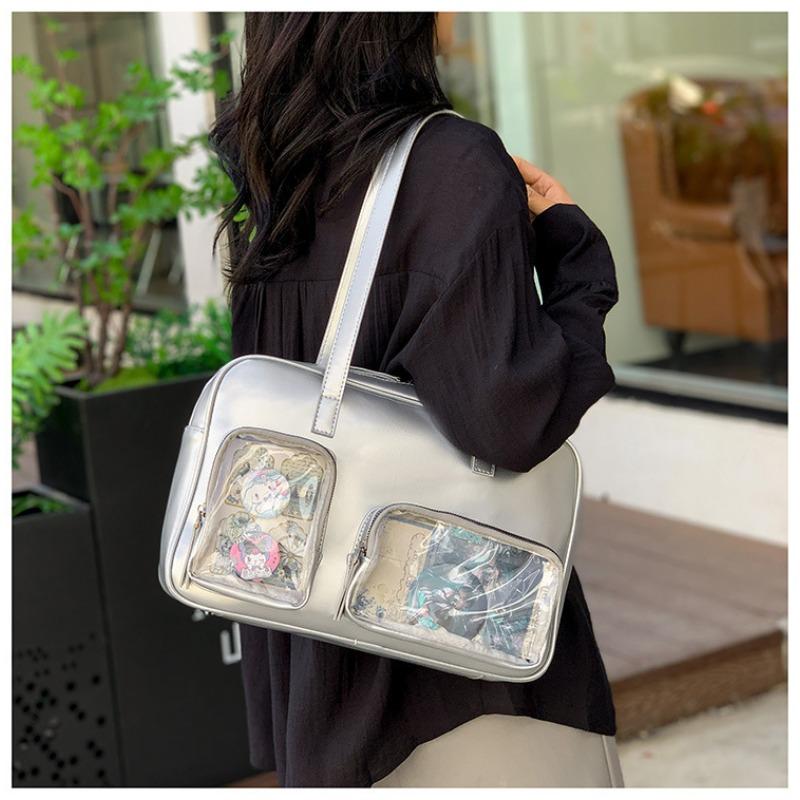 Прозрачная женская сумка из ПВХ, японский кампусный стиль, свежий и сладкий значок, новая модная сумка через плечо для известного в Интернете студента, сумочка