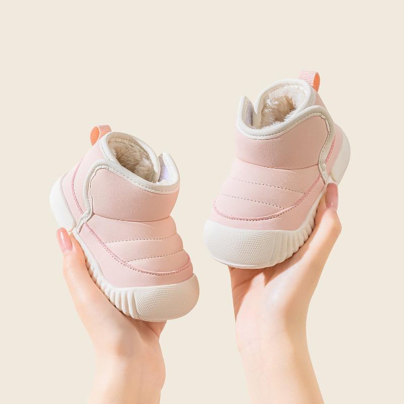 Теплые бархатные зимние ботинки для девочек, утепленные уличные ботинки для мальчиков на мягкой нескользящей подошве из хлопка для малышей на осень и зиму