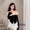 Early Autumn and Winter, Thin One-word Shoulder Long-sleeved Bottomed Knitted Sweater, Top Design Sense Niche Irregular Sweater for Women