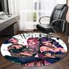 1pc KPop Demon Hunters5 Print Round Carpet Chair Round Carpet Suitable for Bedroom Living Room Home Decorative Carpet