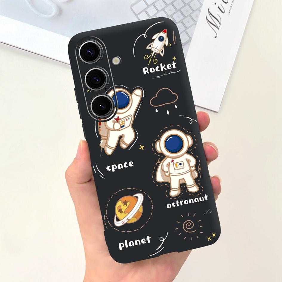 Чехол для Samsung Galaxy S24 Plus Милый Желтый Утенок Астронавт Матовый Силиконовый Мягкий Чехол для Samsung S 24 S24 Ultra S24+ 5G Funda