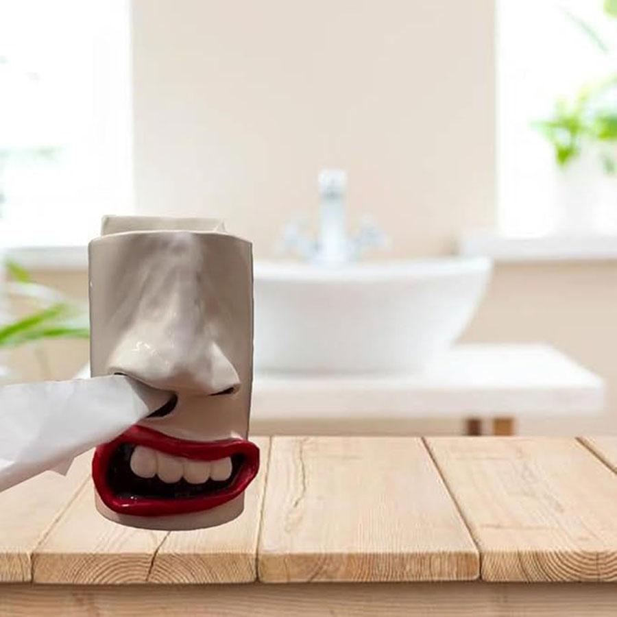 Забавный держатель для салфеток для лица ручной работы с 3D-дизайном носа и рта, уникальный диспенсер для салфеток для спальни и ванной комнаты, забавный подарок-прикол