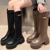 Черные длинные сапоги на тонкой и толстой подошве для женщин 2024 года, новые осенне-зимние сапоги в стиле рыцарского кроя