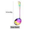1Pc Colorful Soup Spoon Creative Mirror Stainless Steel Soup Spoon Long Handle Thicken Spoon Kitchen Bar Cooking Tools
