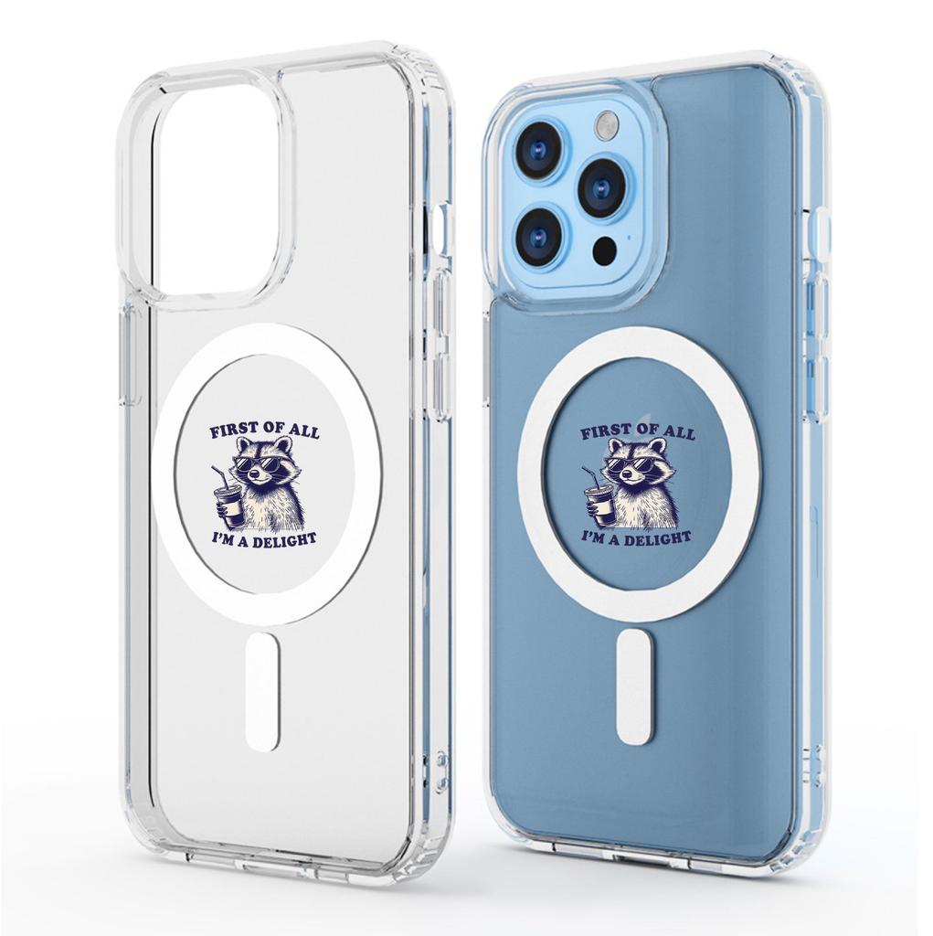 Магнитный чехол для iPhone 15/16/17 Pro Max с изображением головы собаки и молочного чая, прозрачный, полное покрытие