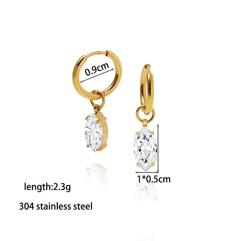 304 Stainless Steel Waterproof Water Drop Zircon Pendant Earrings for Women Fashion Exquisite New Trend Earrings Jewelry Gifts