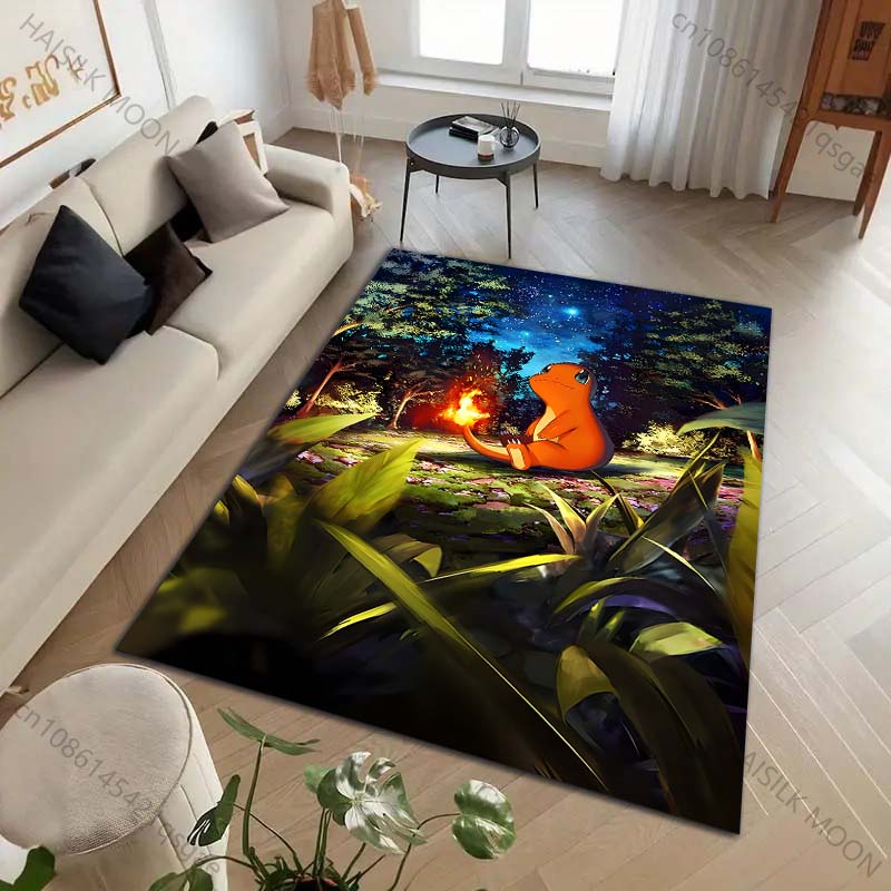 Japanese Anime Pokémon Charizard Printing Carpet for Living Room Bedroom Kid's Room Home Decor Area Rug Sofa Cloakroom Play Mat