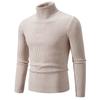 Autumn Winter Men's Turtleneck Sweater Solid Color Knit Pullovers Men