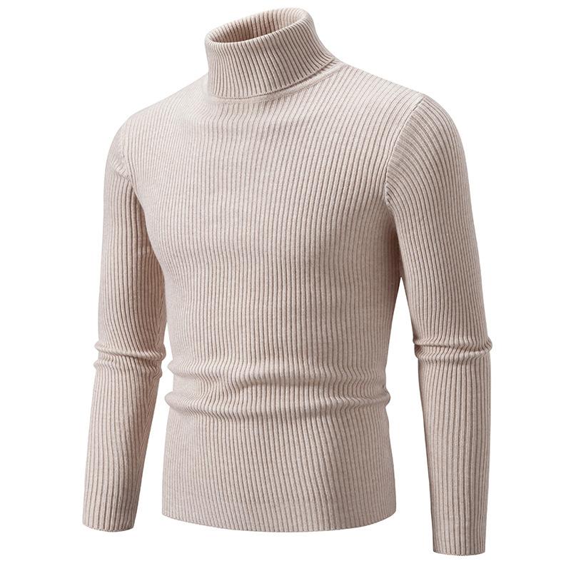 Autumn Winter Men's Turtleneck Sweater Solid Color Knit Pullovers Men