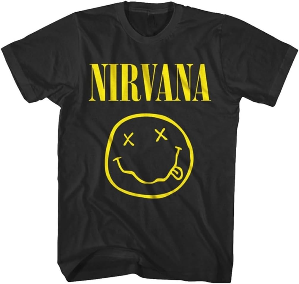 Nirvana Smile Face Logo T-Shirt Black X-Large)