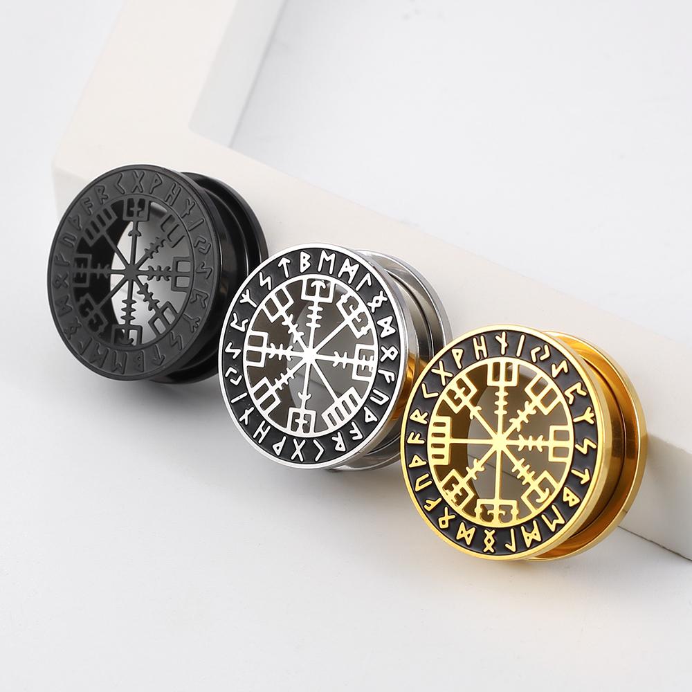 Twolobes 2 шт. Нержавеющая сталь Мифология викингов Руны Ушные расширители Тоннели Расширитель Пирсинг Мужчины Женщины Украшения для тела Заглушки Растяжка