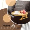1pc Foldable Sofa Armrest Tray Wooden Round Plate Snack Table, Clip-on Sofa Side Table, Portable Small Spaces Side Table