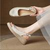 Fashion Round Toe Straw Open Toe Sandals Women's Summer 2025 New Heightened Wedge Strap Roman Sandals