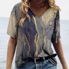 Women's Fashion Casual Printed V-Neck Short Sleeve Top Blouse