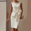Women's Fashion Summer Spring Solid Color Print Sleeveless O-Neck High Waist Casual Dresses