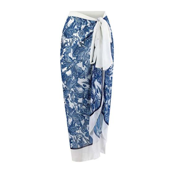 3 шт./компл. женское бикини с пляжной юбкой-прикрытием в богемном стиле, бюстгальтер-бандо с рюшами и рукавами, высокая талия