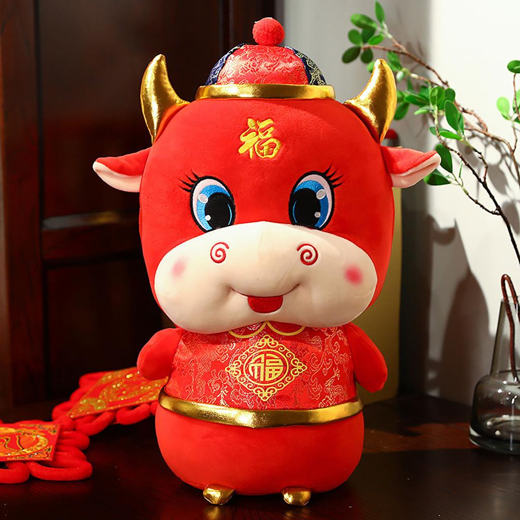 Мягкая плюшевая игрушка красная корова, мягкая для детского подарка на Новый год