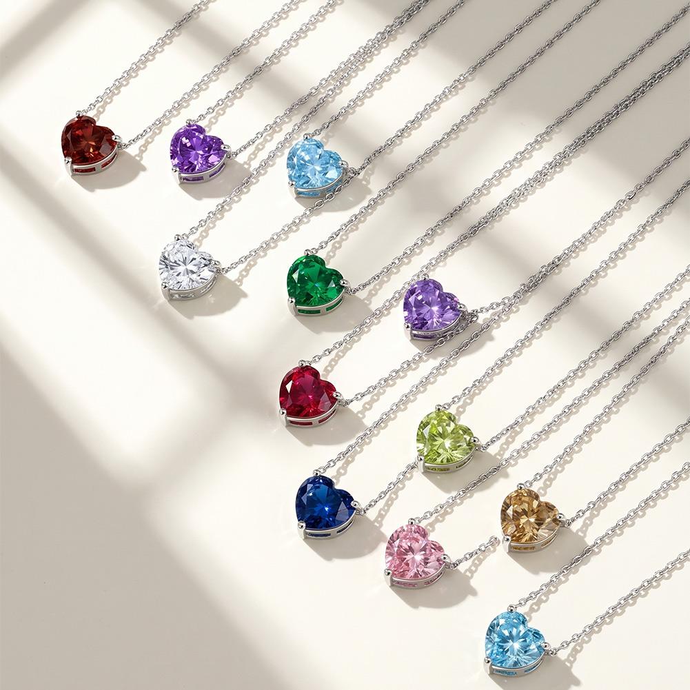 Vibrant Pink Heart AAA Cubic Zirconia Solitaire Pendant Necklace 316 Stainless Steel Adjustable Chain Necklaces