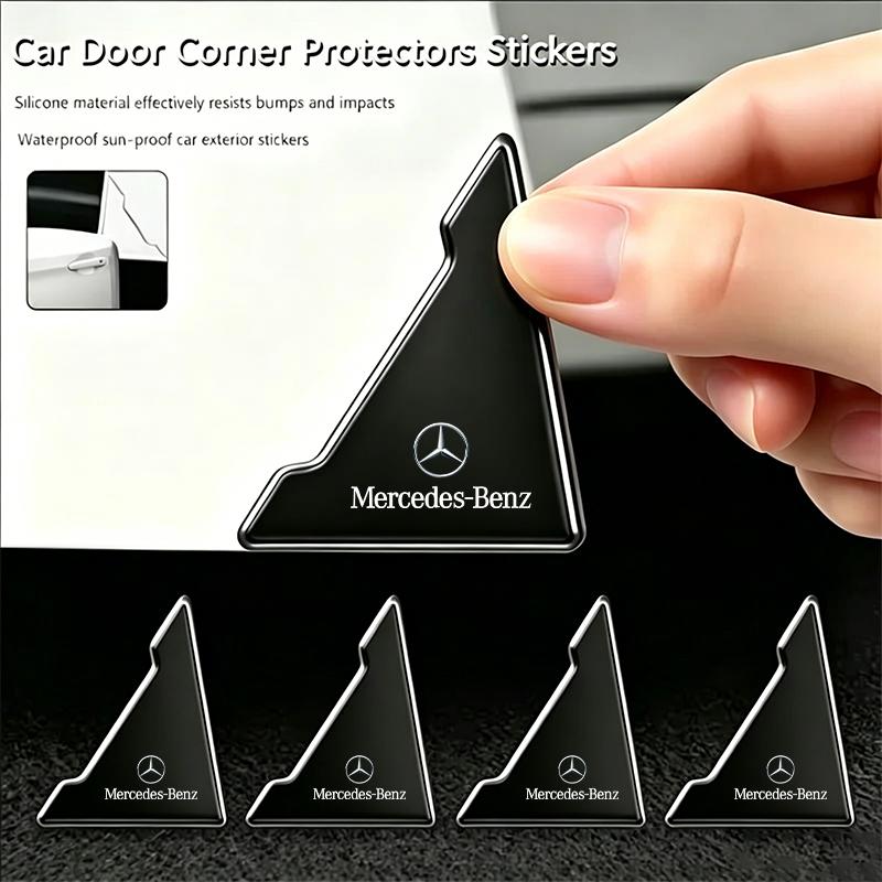 TVE4 4Pcs Car Door Corner Protection Decals Stickers Accessories For Mercedes Benz AMG W140 W168 W204 W205 W203 W211 W212 W213 W206