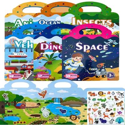 Многоразовая книга с наклейками Раннее образование Сцена DIY Игра-головоломка Развитие концентрации Просвещение Классические игрушки для ребенка 2-4 лет Подарки