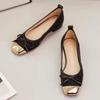 2025 Новые туфли-балетки с круглым носком, роскошного брендового дизайна с бантом, женские повседневные туфли из натуральной кожи, туфли на низком каблуке