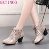 Fashion GKTINOO Fashion Rhinestones Gauze Sandals Summer New Mesh Boots Genuine Leather Women's Shoes Hollow Boots Large Size 40-42
