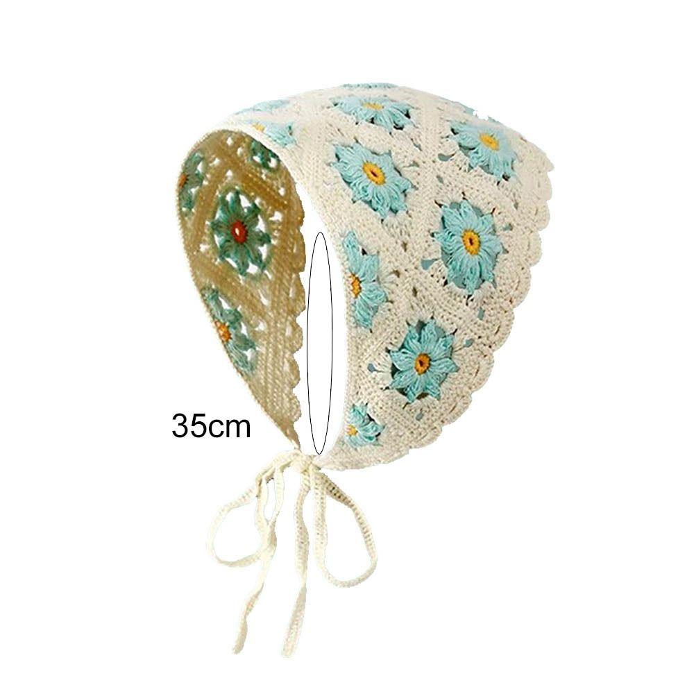 Вязаный крючком платок ручной работы. Шапка. Вязаная повязка на голову. Полотенце. Сладкая треугольная повязка на голову для девочек.