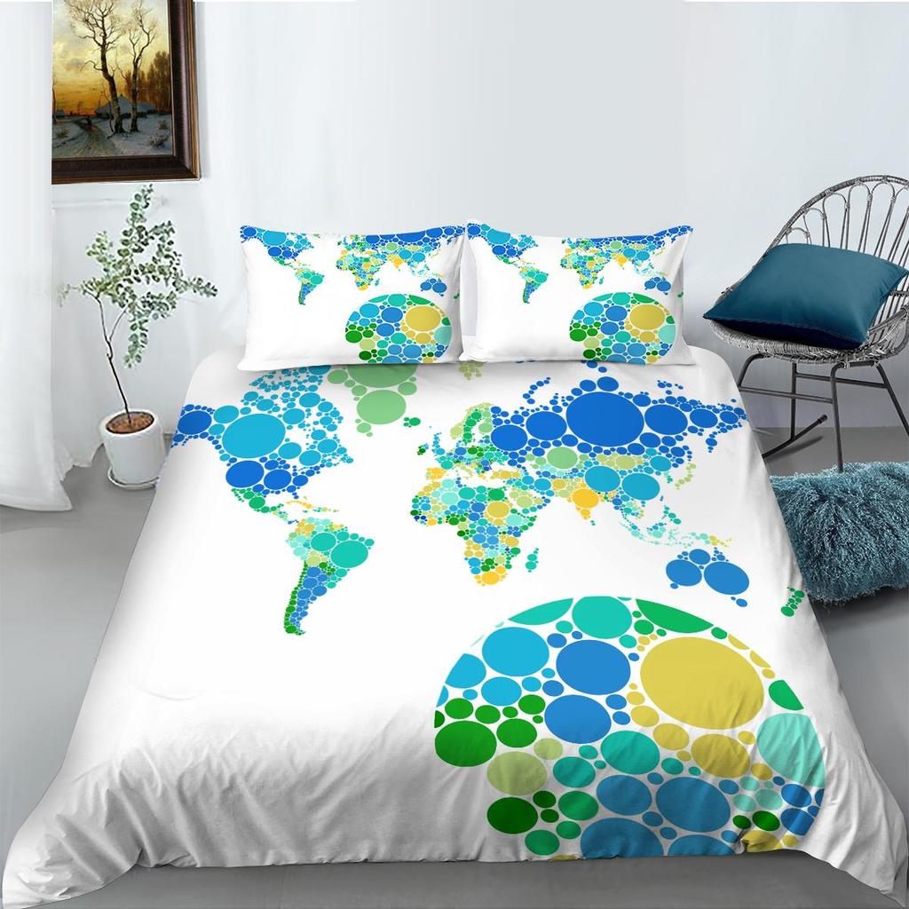 2023 Новый стильный комплект пододеяльников с картой, размер King Queen, роскошные пододеяльники World, 3D мягкие комплекты постельного белья для мальчиков и девочек, мужчин и женщин