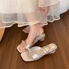 Крутые шлепанцы на толстом каблуке для женщин, лето 2025, новый сказочный стиль, модные сандалии с ремешками для женщин