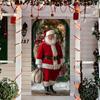 Vivid Santa Claus Send Gift Christmas Door Cover 35.43*72.83inch Banner Front Door Decoration 2025 Christmas Home Party Supplies