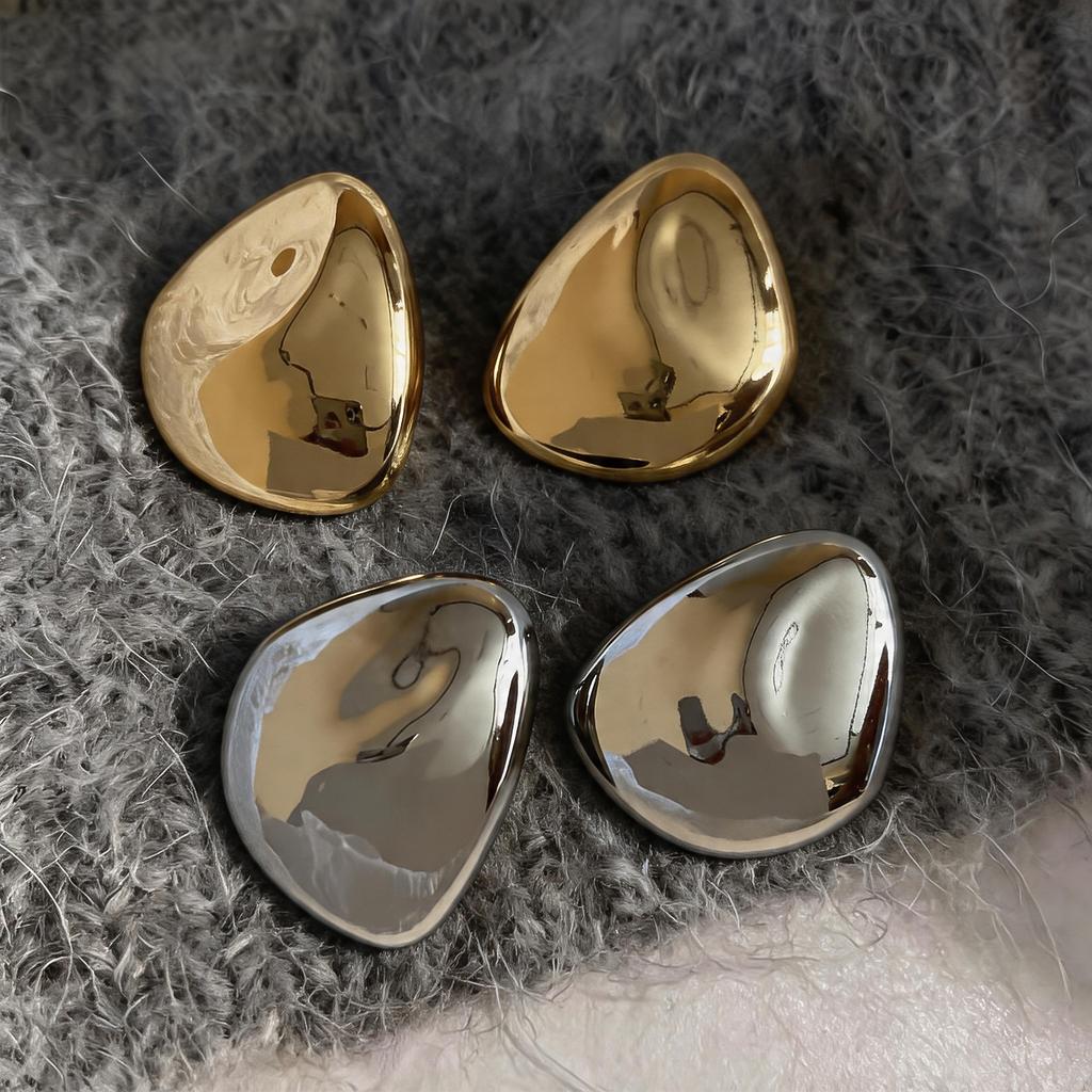 Silver Needle Metal Landscape Geometric Stud Earrings, Simple Temperament Versatile Light Luxury Premium Earrings for Women