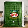 Wrexham AFC Logo on Football Field Design printed Flannel blanket for bedroom, living room, sofa, and nap