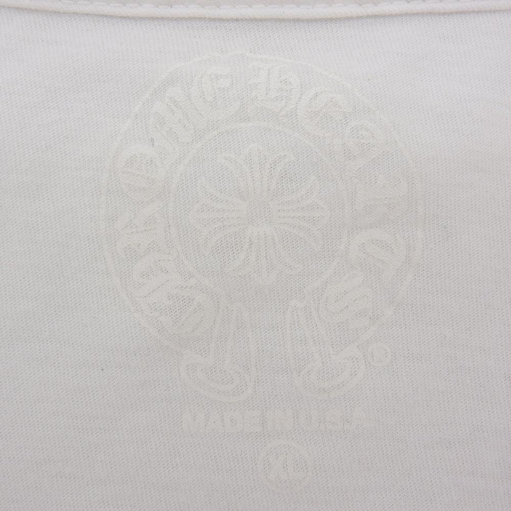 CHROME HEARTS Мужская белая футболка с длинным рукавом с ЛОГОТИПОМ НА ШЕЕ и НАГРУДНЫМ КАРМАНОМ, размер XL, топы XL белыйПодержанный