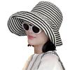 Женская шляпа рыбака с полосатым принтом и широкими полями, летняя солнцезащитная шляпа, закрывающая шею, для активного отдыха на природе и рыбалки