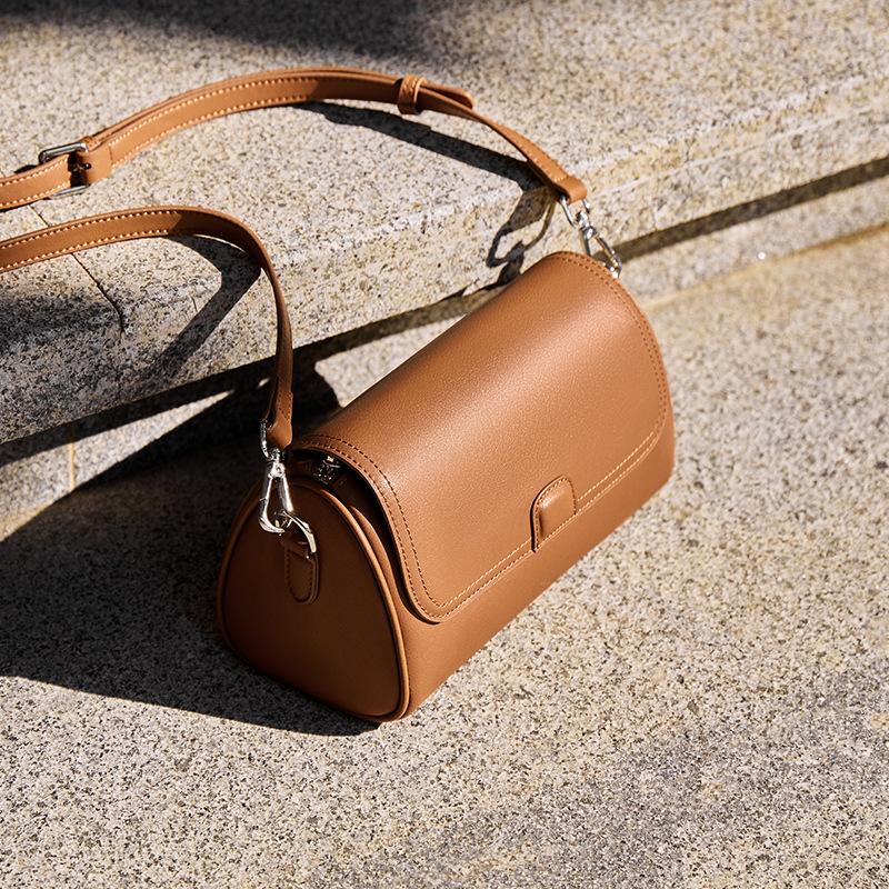 Qiao Lady Bag Women 2025 New Crossbody Bag Women's Bag Versatile Small Bag Fashion Single Shoulder Genuine Leather Cylinder Bag