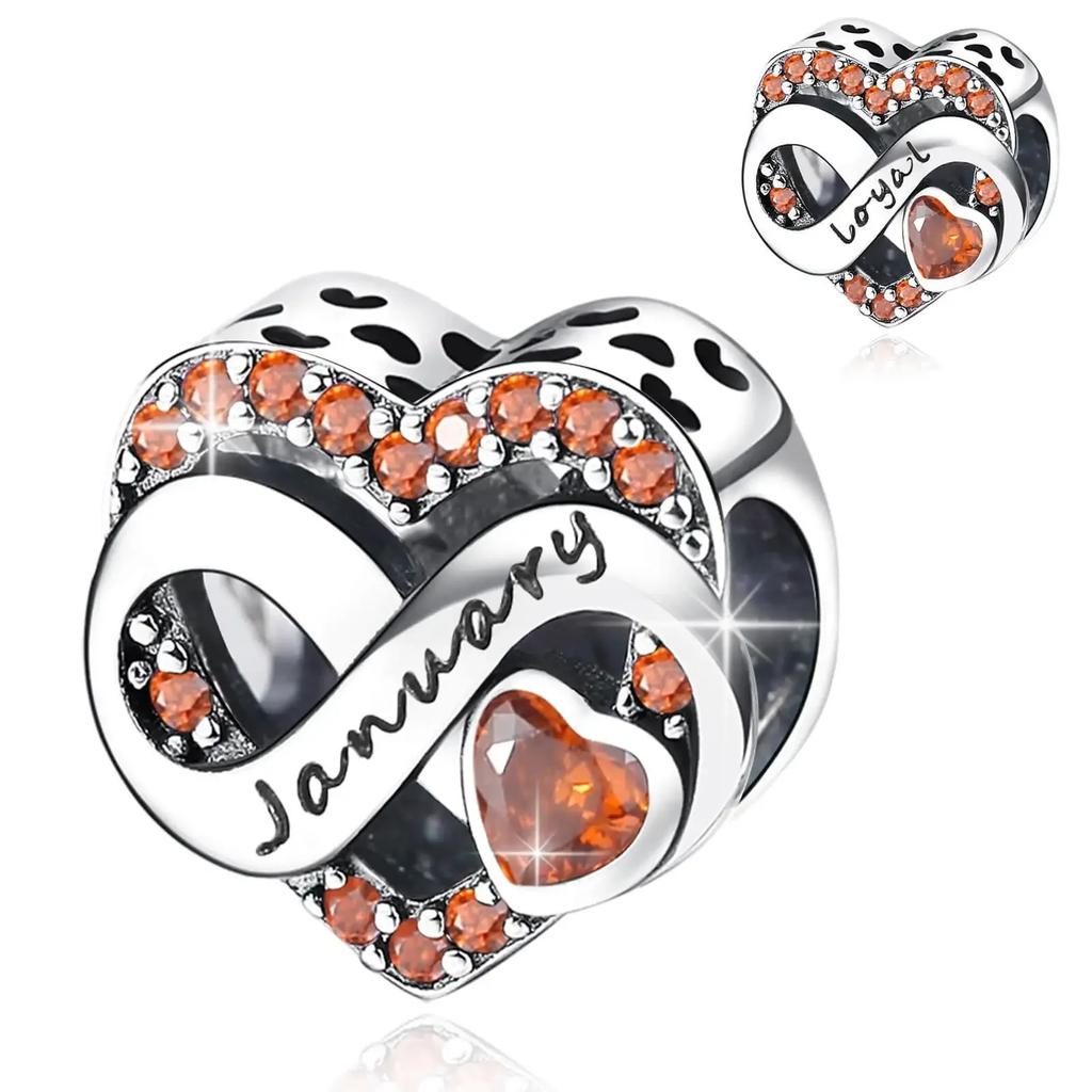 Copper 1-12 Month Love Series Birthday Charms Beads Fit Original Bracele For Women Diy Bead For Matching Jewelry Making Gift