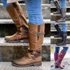 Women's Fashion Casual Shoes Leather High Boots Knight Boot Long Martin Boots Snow Boots Plus Size 35-43