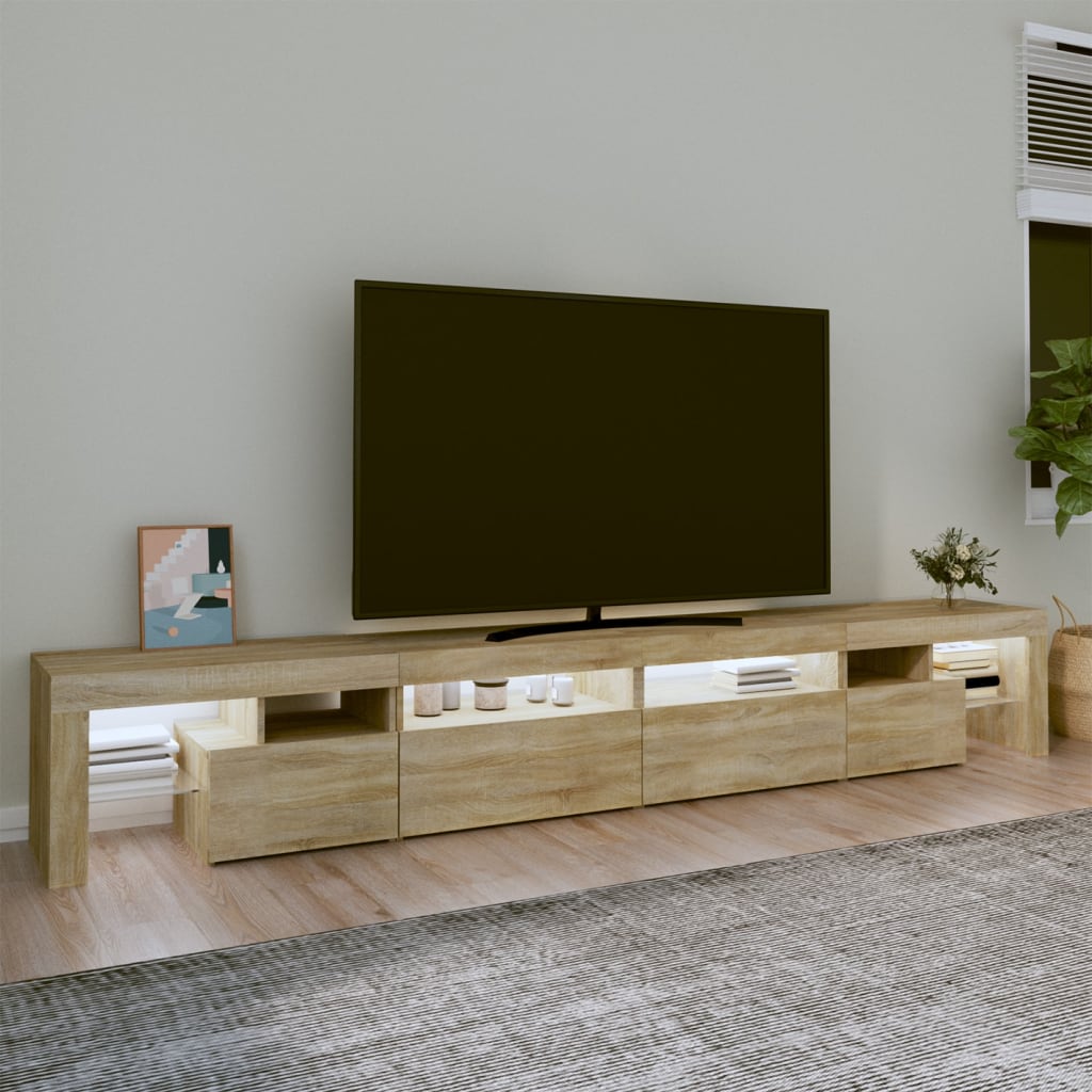 Vidaxl Szafka Pod Tv Z Oświetleniem Led, Dąb Sonoma, 260X36,5X40 Cm
